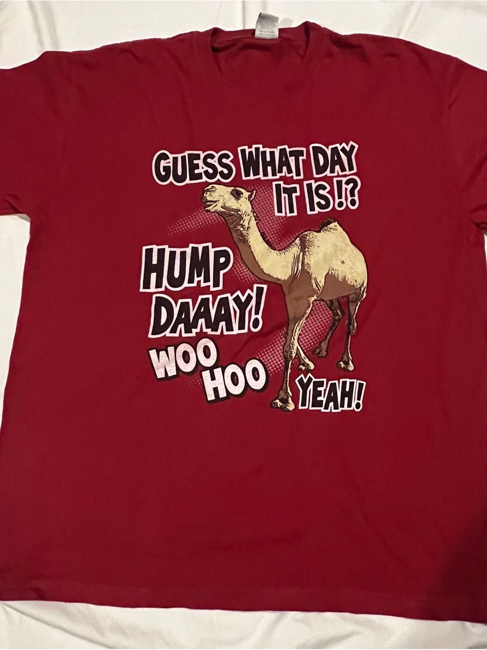Camel “Guess What Day It Is?” Mens Red T-Shirt USA- Sz:Large